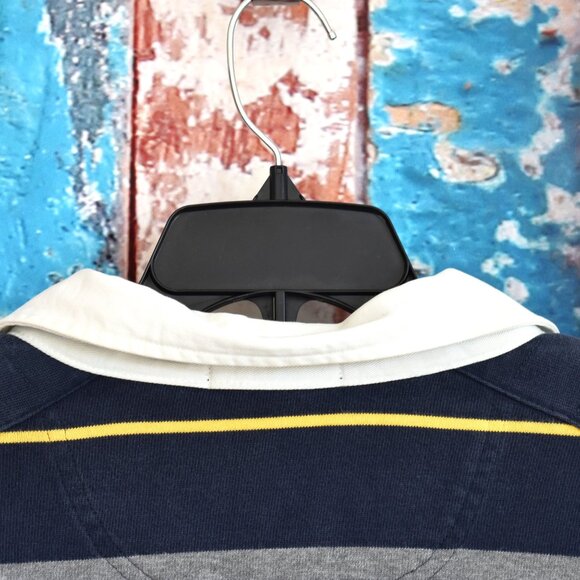 Men's Daniel Cremieux Rugby Shirt Padded Elbow Patches 2XT TALL Blue Striped - Picture 9 of 12